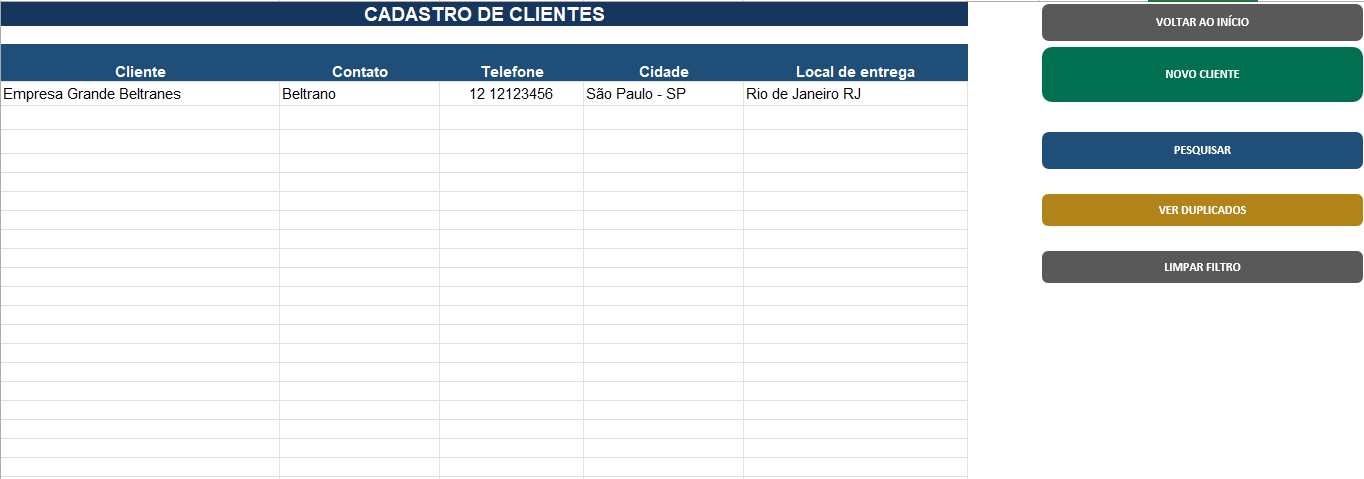 Cadastro de clientes
